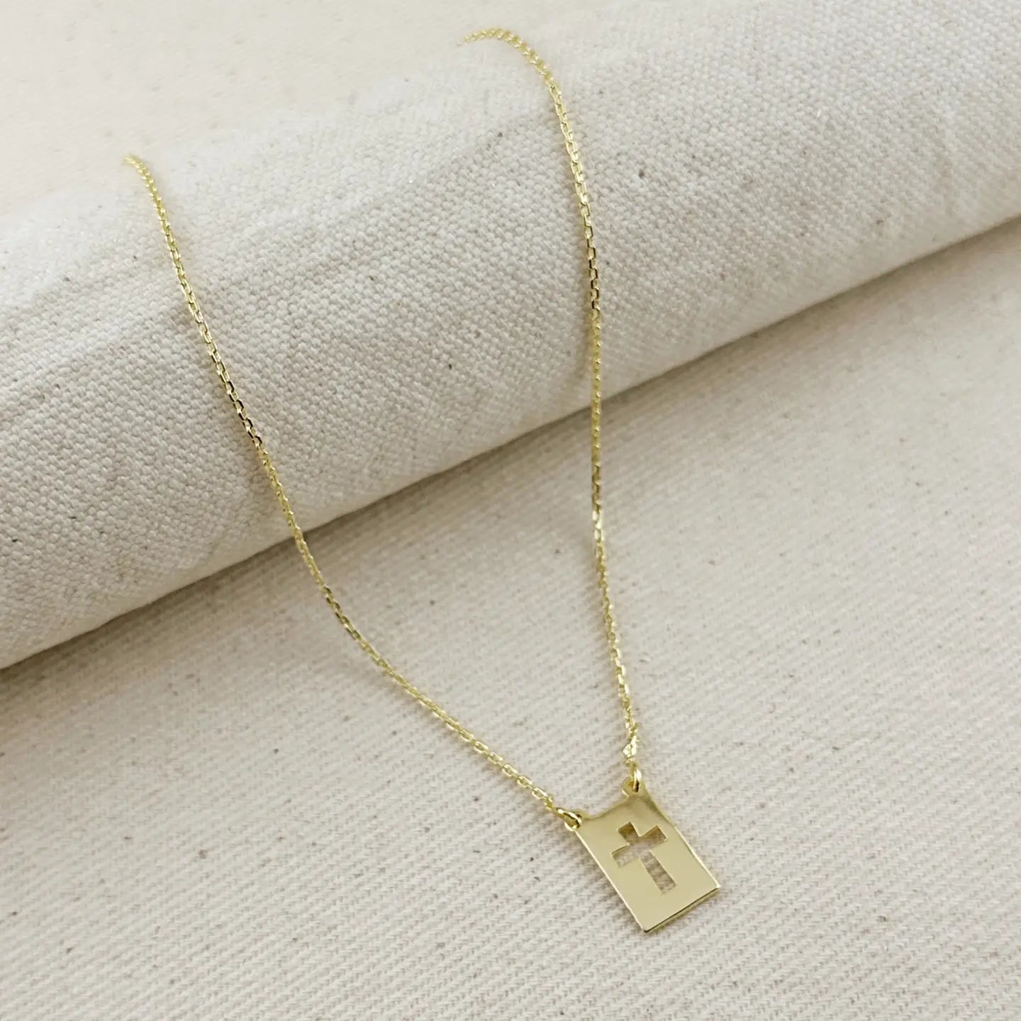 Cross Plate Open 18K GF Necklace - She Chester