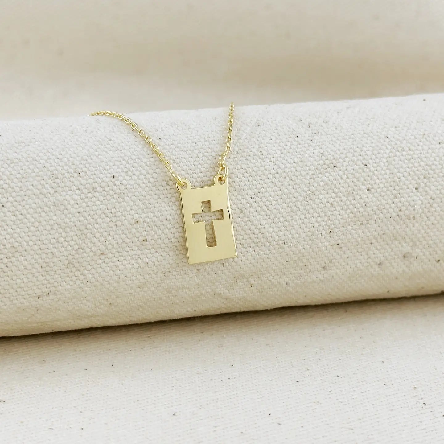 Cross Plate Open 18K GF Necklace - She Chester