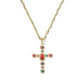 Cross Tennis Short Pendant Necklace - Gold Dark Multi Mix - She Chester