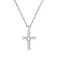 Cross Tennis Short Pendant Necklace - Silver White Mix - She Chester