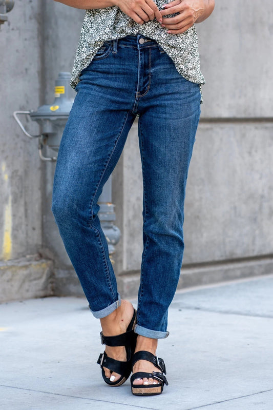Cuffed Boyfriend Mid Rise Jeans Core Style 82368 - She Chester