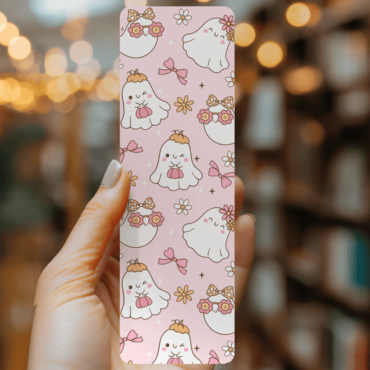 Cute Autumn Ghosts Bookmark – Soft Matte Laminated   - She Chester
