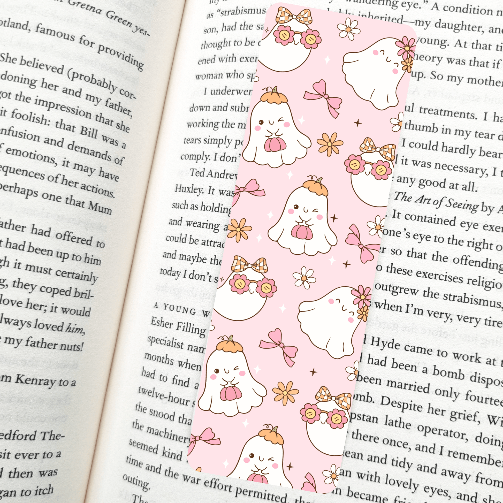 Cute Autumn Ghosts Bookmark – Soft Matte Laminated   - She Chester