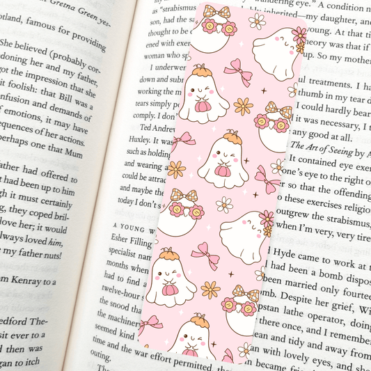 Cute Autumn Ghosts Bookmark – Soft Matte Laminated   - She Chester