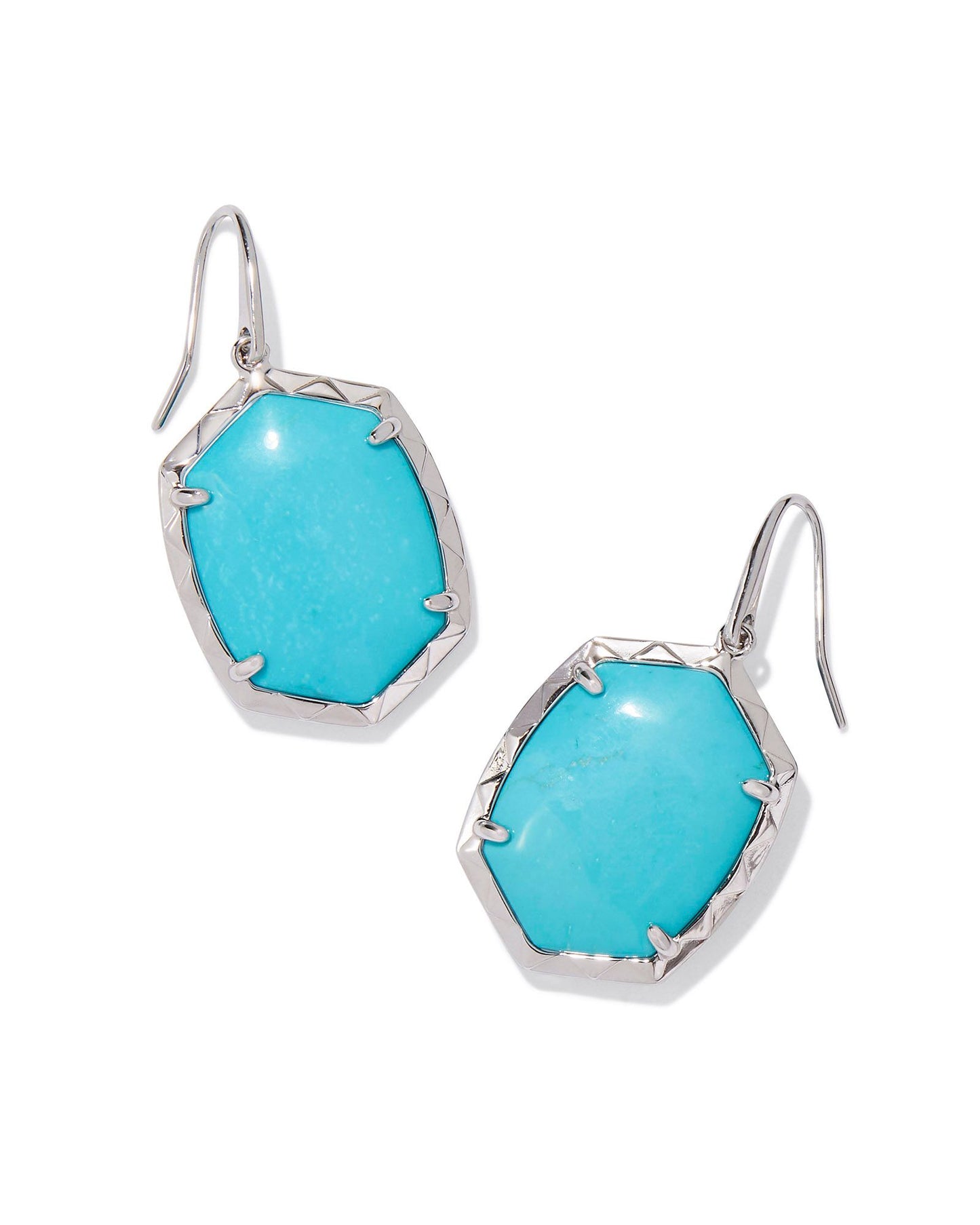 Daphne Drop Earrings Rhodium Variegated Turquoise