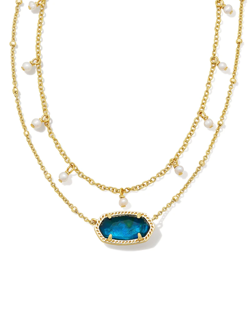 Elisa Pearl Neck Gold Teal Abalone