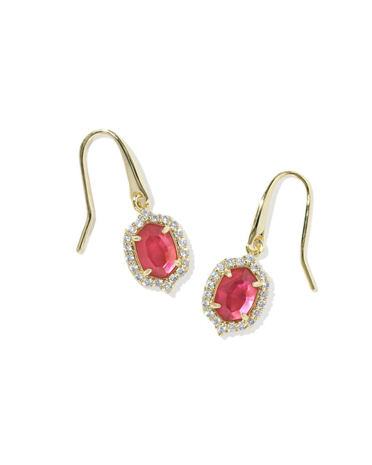 DAPHNE CRYSTAL FRAME DROP EARRINGS - GOLD DARK PINK ILLUSION - She Chester
