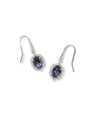 DAPHNE CRYSTAL FRAME DROP EARRINGS - SILVER DARK INDIGO ILLUSION - She Chester
