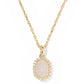 DAPHNE CRYSTAL FRAME SHORT PENDANT NECKLACE GOLD IRIDESCENT DRUSY - She Chester