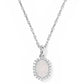 DAPHNE CRYSTAL FRAME SHORT PENDANT NECKLACESILVER IRIDESCENT DRUSY - She Chester