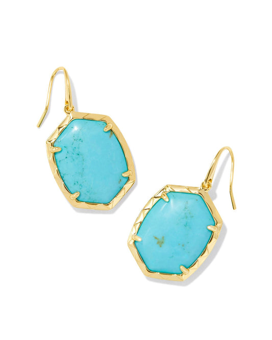 Daphne Drop Earrings Gold Variegated Turquoise - She Chester