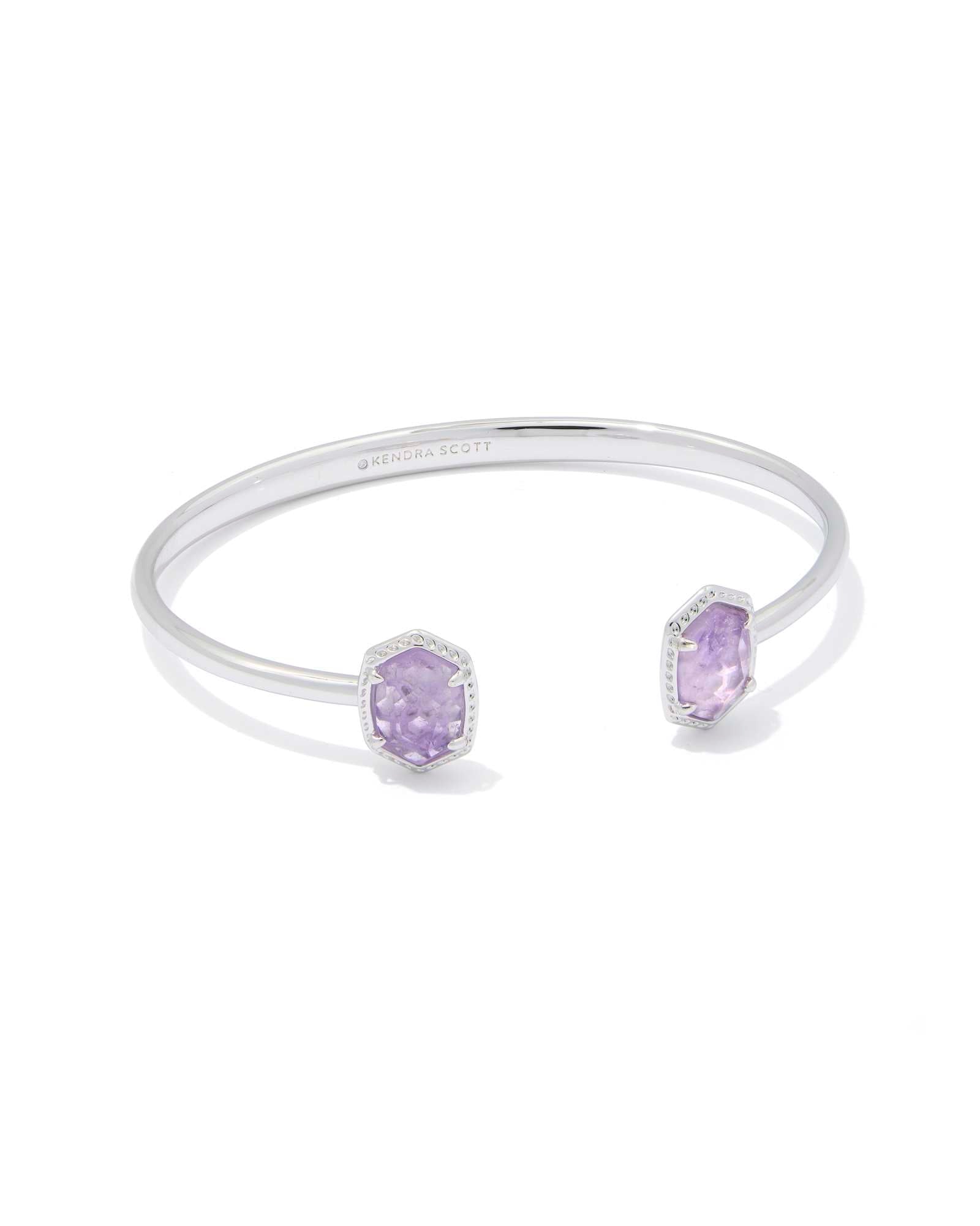DAPHNE FRAME CUFF BRACELETSILVER PURPLE AMETHYST S/M - She Chester