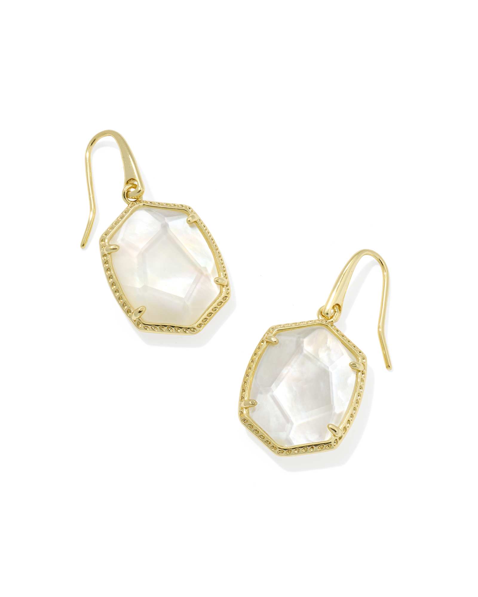 DAPHNE FRAME DROP EARRINGSGOLD IVORY MOTHER OF PEARL - She Chester