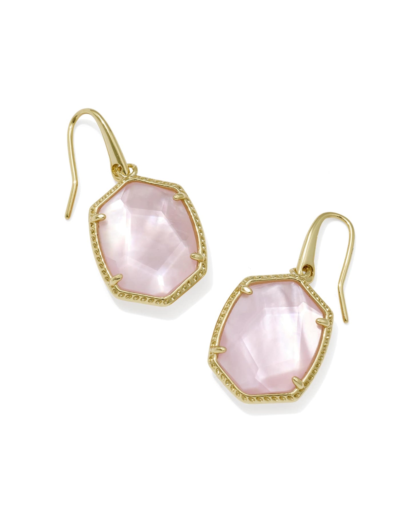 DAPHNE FRAME DROP EARRINGSGOLD LIGHT PINK MOTHER OF PEARL - She Chester