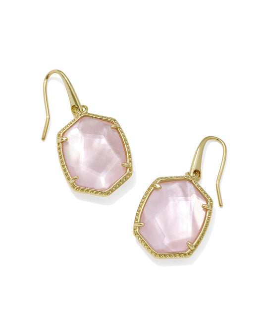 DAPHNE FRAME DROP EARRINGSGOLD LIGHT PINK MOTHER OF PEARL - She Chester