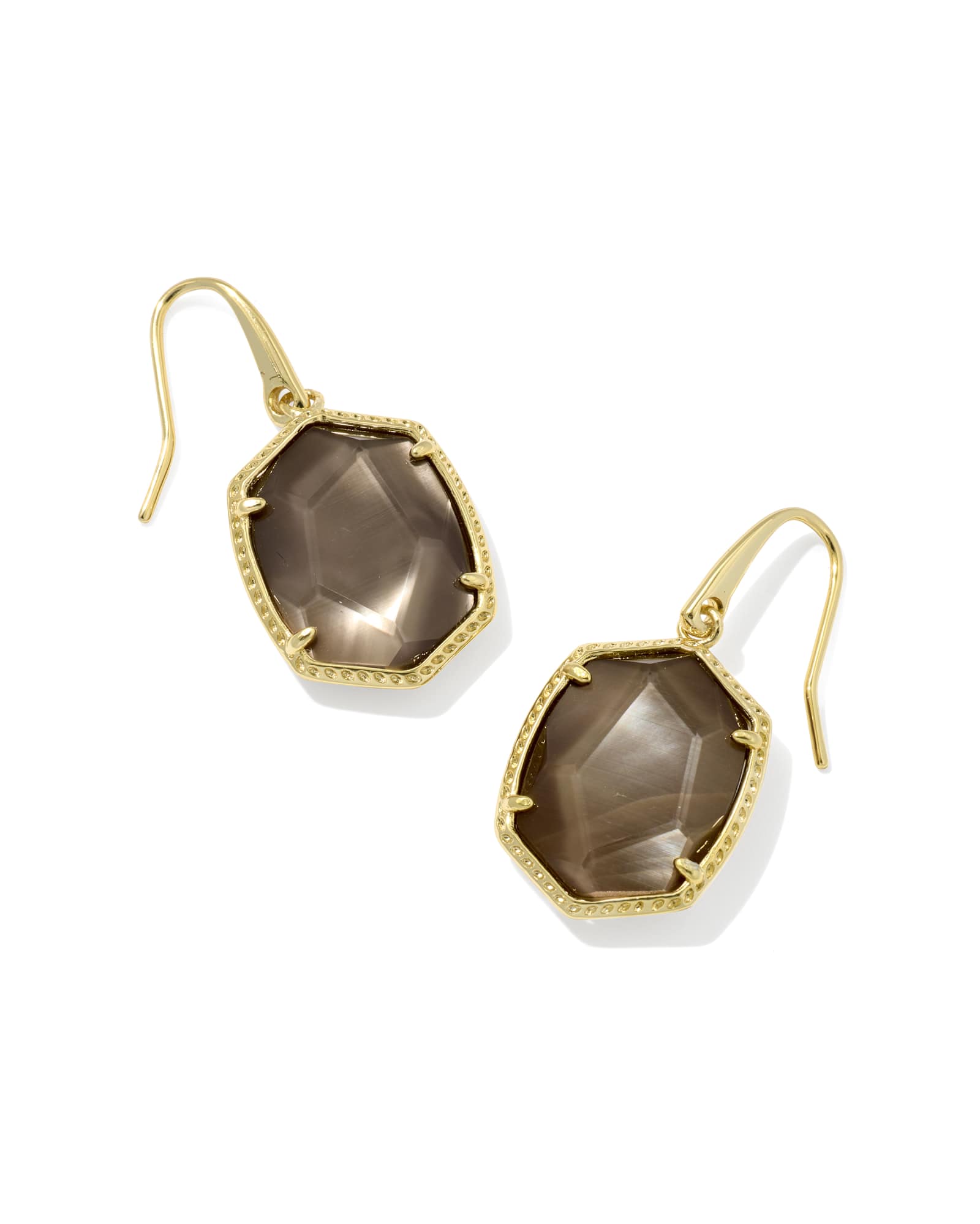 DAPHNE FRAME DROP EARRINGSGOLD TAUPE MOTHER OF PEARL - She Chester