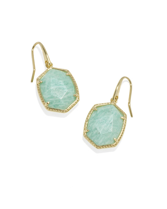 DAPHNE FRAME DROP EARRINGSGOLD TEAL AMAZONITE - She Chester