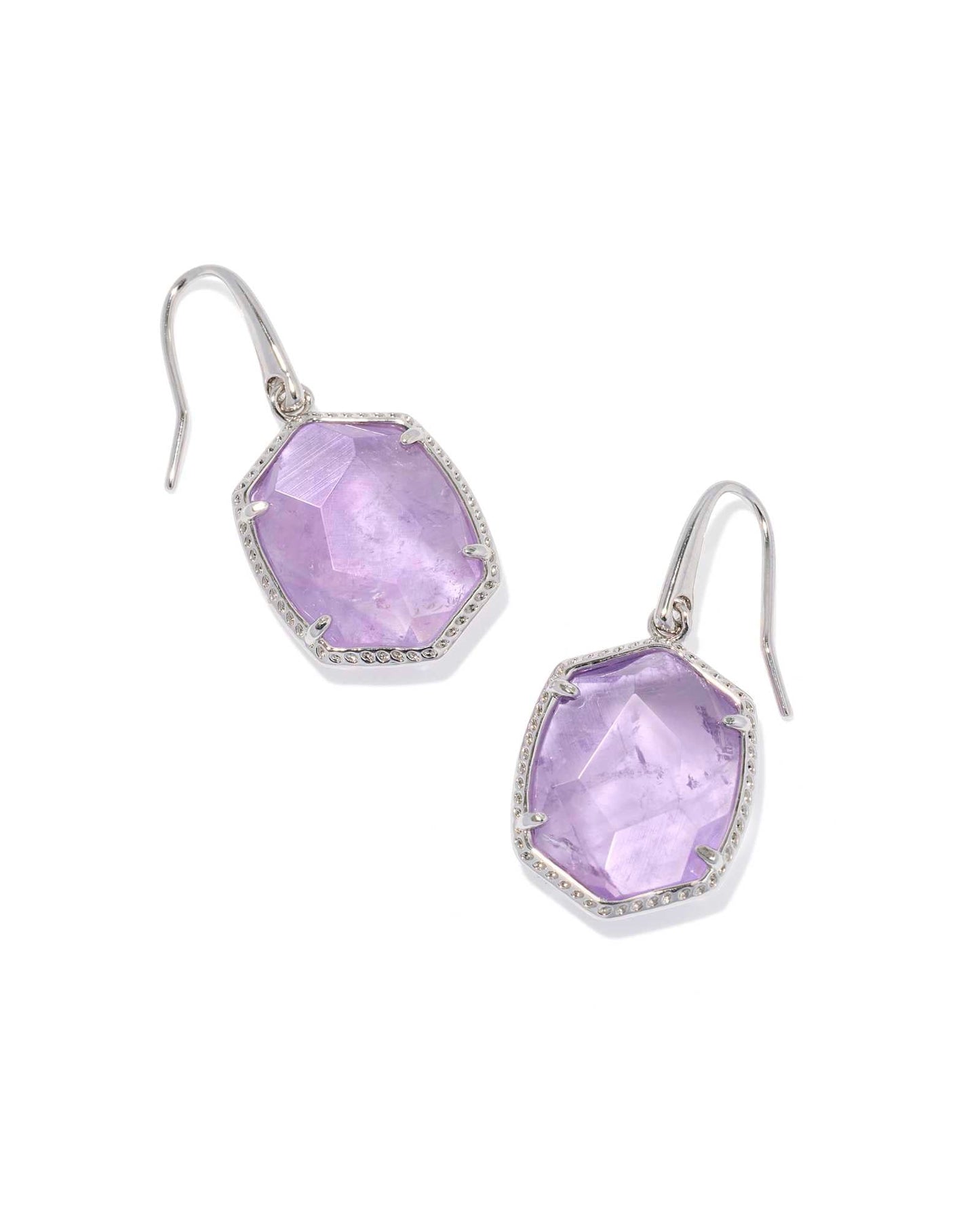 DAPHNE FRAME DROP EARRINGSSILVER PURPLE AMETHYST - She Chester