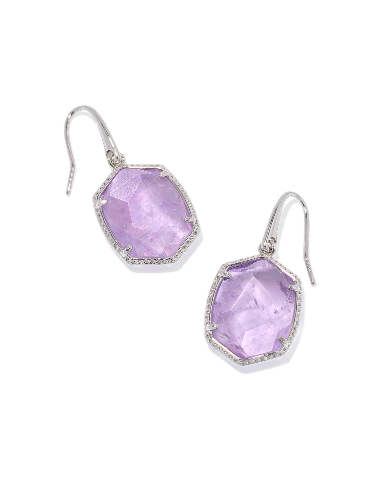 DAPHNE FRAME DROP EARRINGSSILVER PURPLE AMETHYST - She Chester