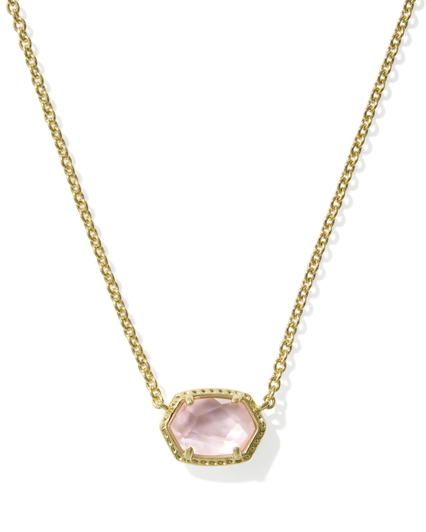 DAPHNE FRAME SHORT PENDANT NECKLACE GOLD LIGHT PINK MOTHER OF PEARL - She Chester