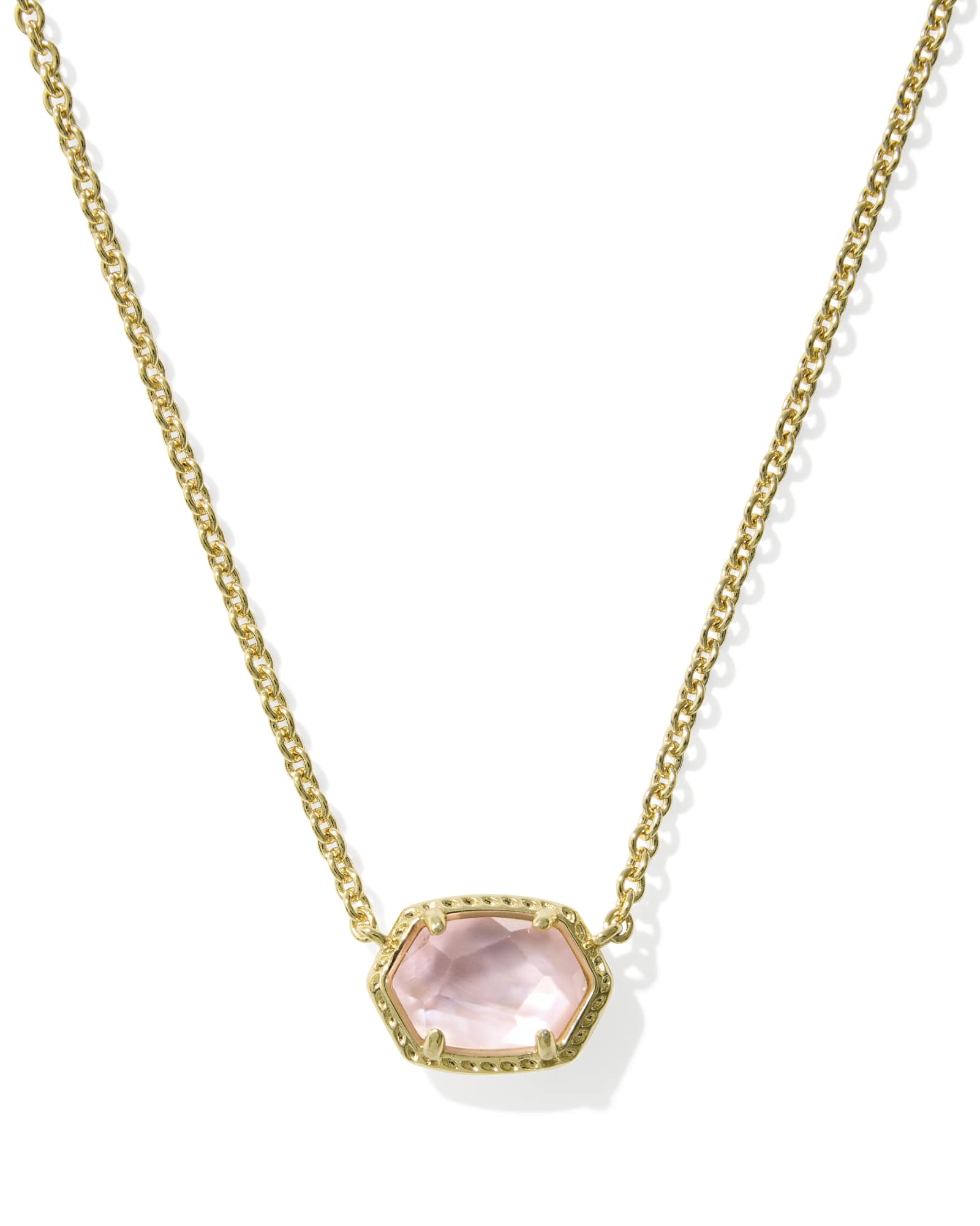 DAPHNE FRAME SHORT PENDANT NECKLACE GOLD LIGHT PINK MOTHER OF PEARL - She Chester