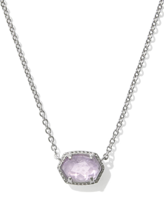 DAPHNE FRAME SHORT PENDANT NECKLACE SILVER PURPLE AMETHYST - She Chester
