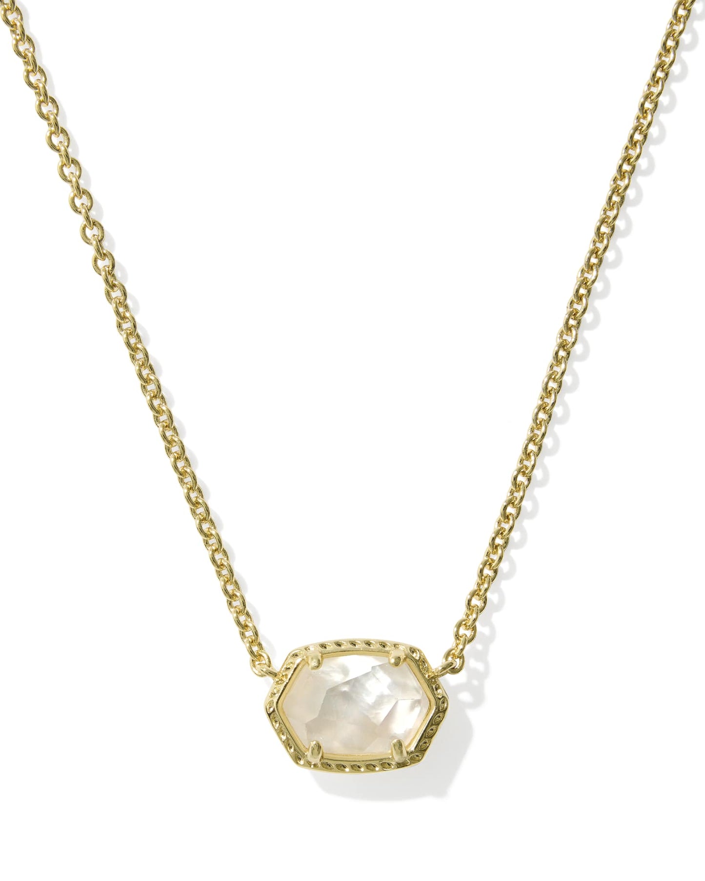 DAPHNE FRAME SHORT PENDANT NECKLACEGOLD IVORY MOTHER OF PEARL - She Chester