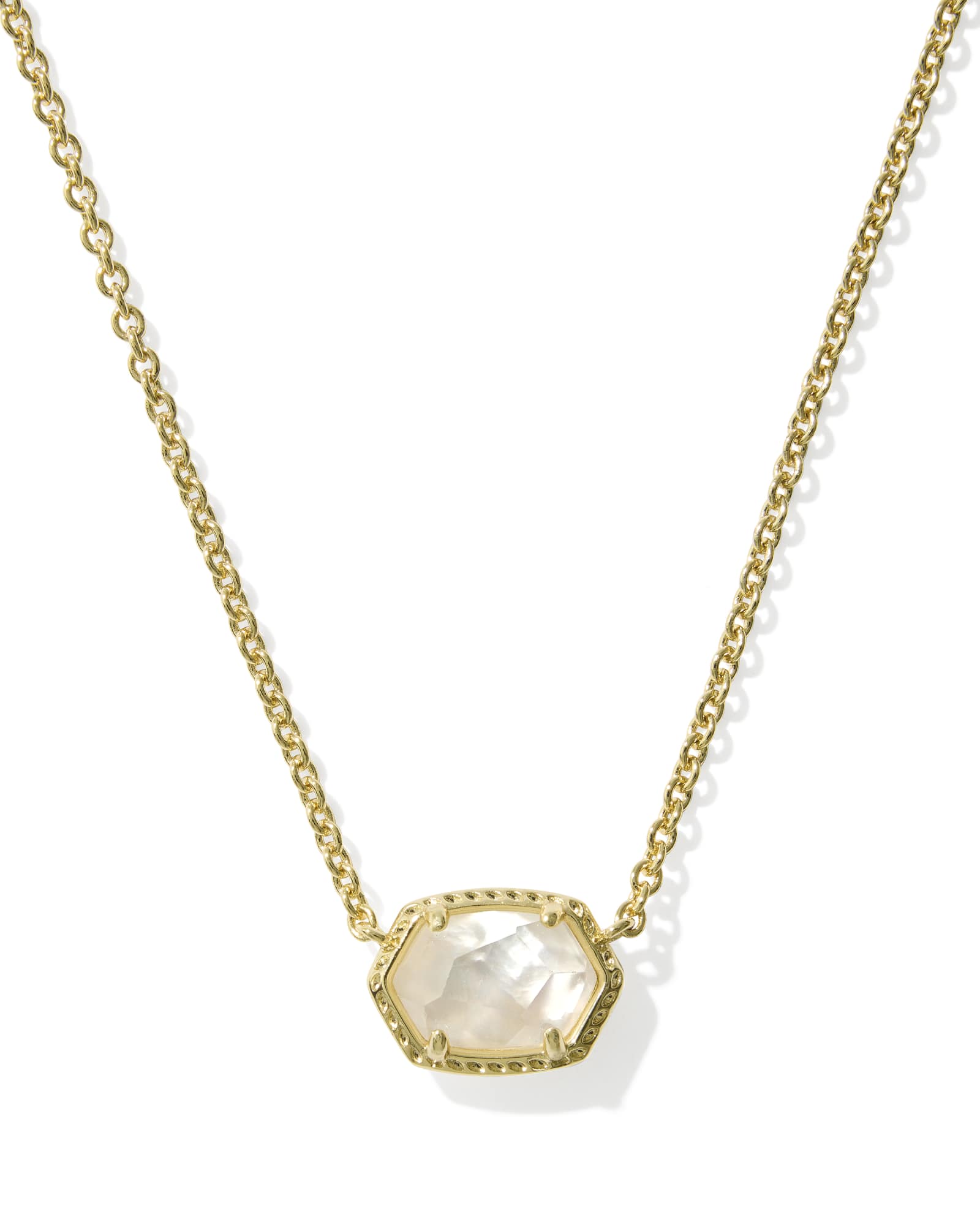 DAPHNE FRAME SHORT PENDANT NECKLACEGOLD IVORY MOTHER OF PEARL - She Chester