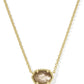 DAPHNE FRAME SHORT PENDANT NECKLACEGOLD TAUPE MOTHER OF PEARL - She Chester