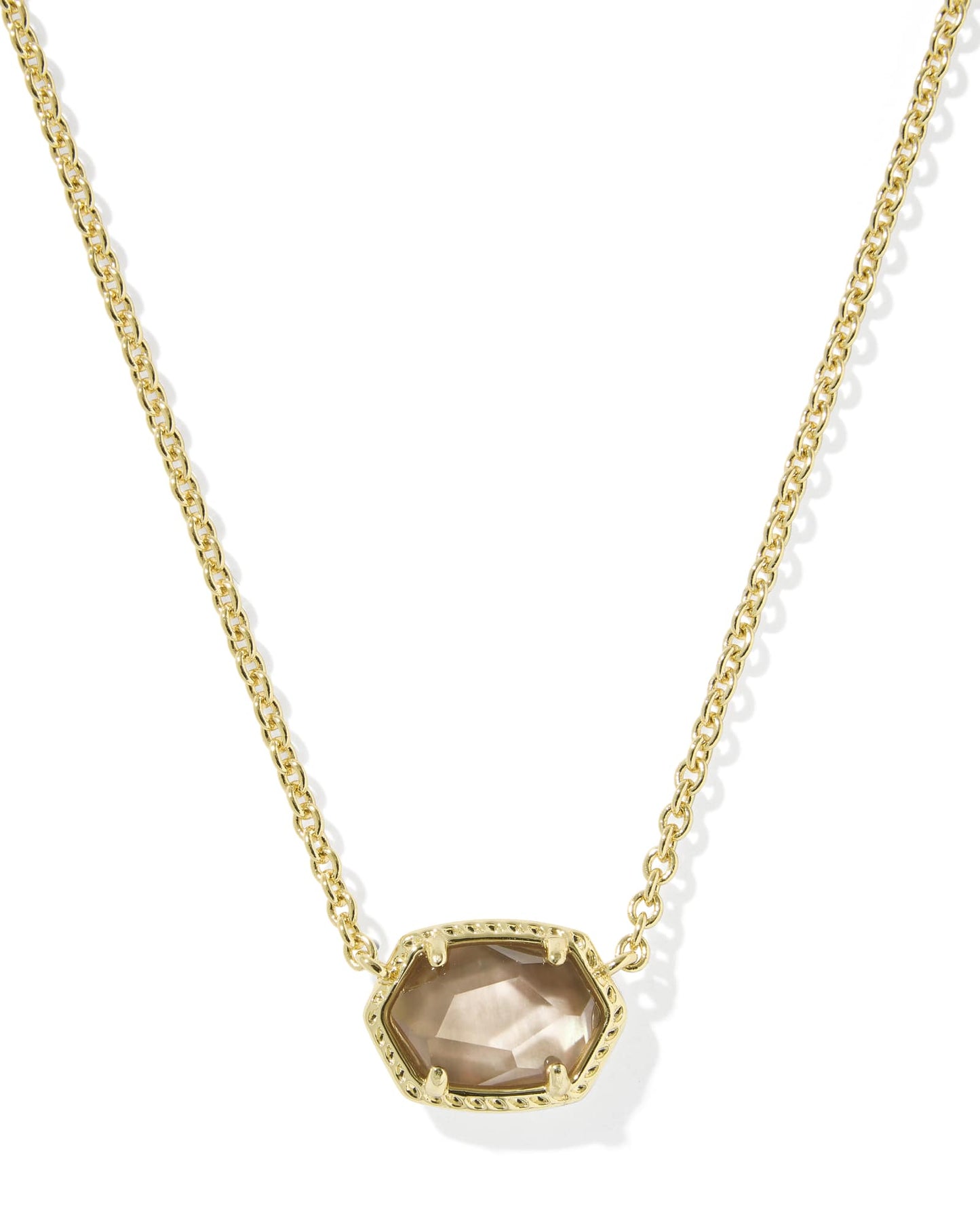DAPHNE FRAME SHORT PENDANT NECKLACEGOLD TAUPE MOTHER OF PEARL - She Chester
