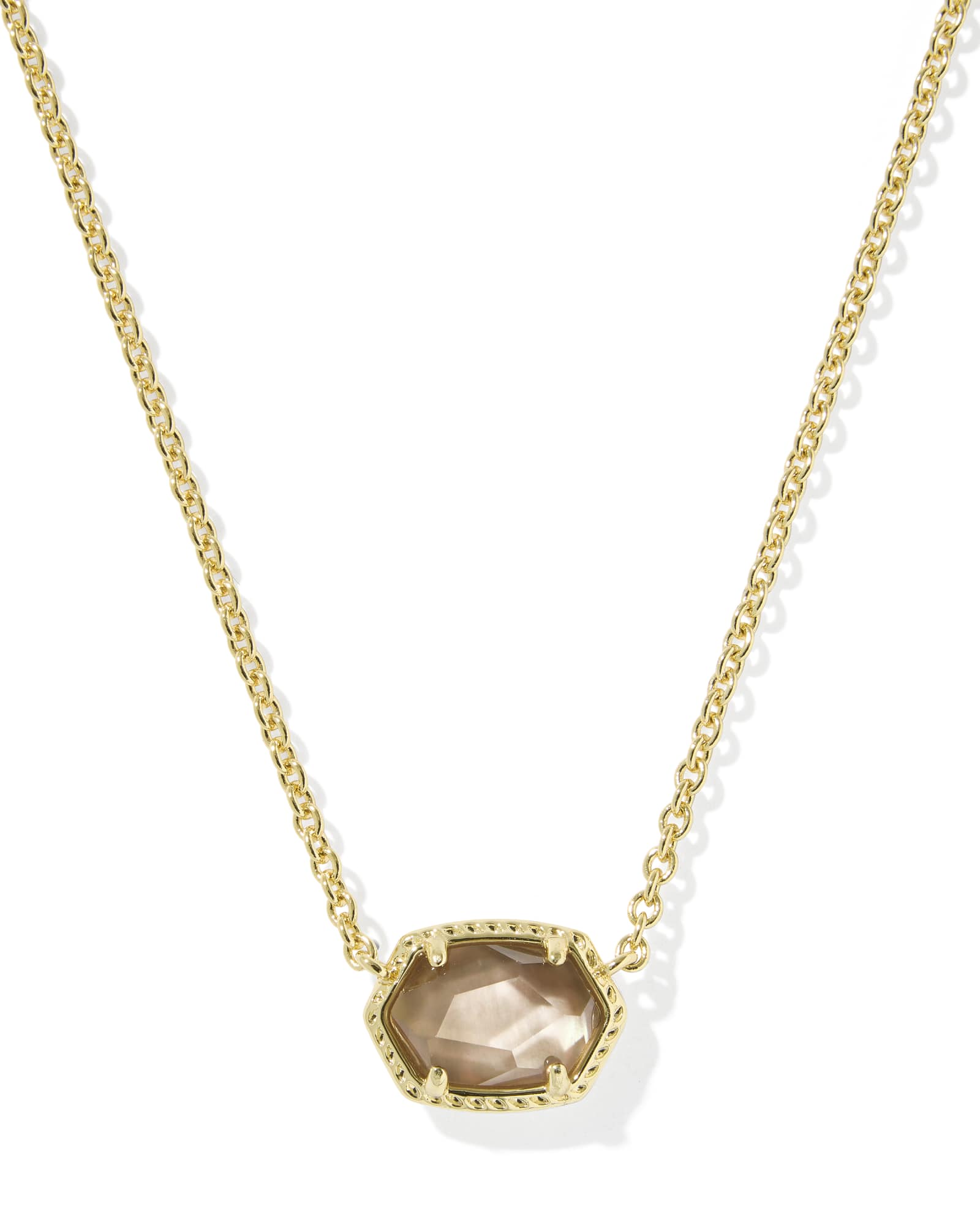 DAPHNE FRAME SHORT PENDANT NECKLACEGOLD TAUPE MOTHER OF PEARL - She Chester