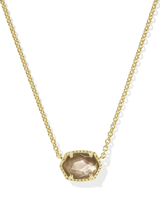DAPHNE FRAME SHORT PENDANT NECKLACEGOLD TAUPE MOTHER OF PEARL - She Chester