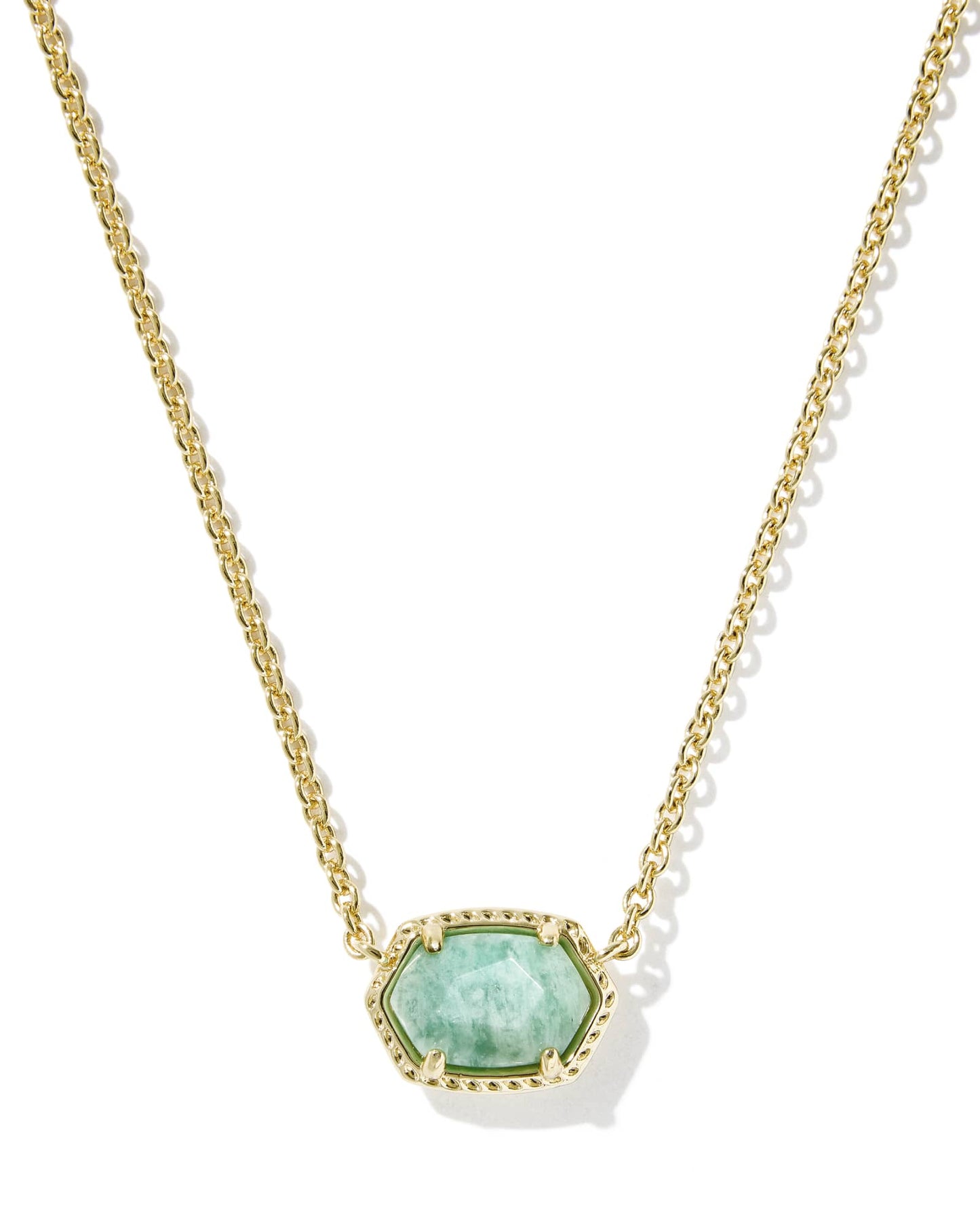 DAPHNE FRAME SHORT PENDANT NECKLACEGOLD TEAL AMAZONITE - She Chester