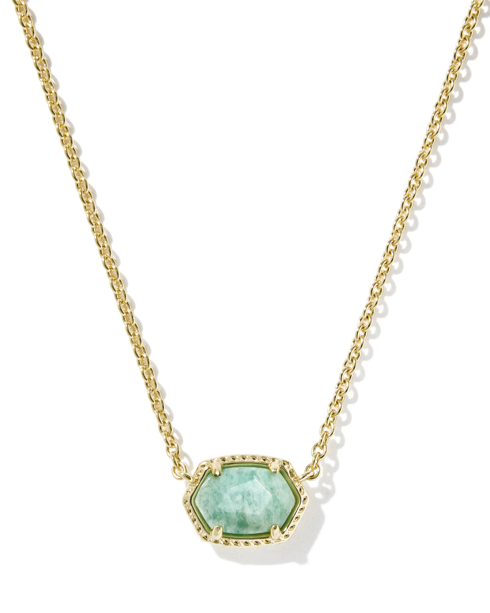 DAPHNE FRAME SHORT PENDANT NECKLACEGOLD TEAL AMAZONITE - She Chester
