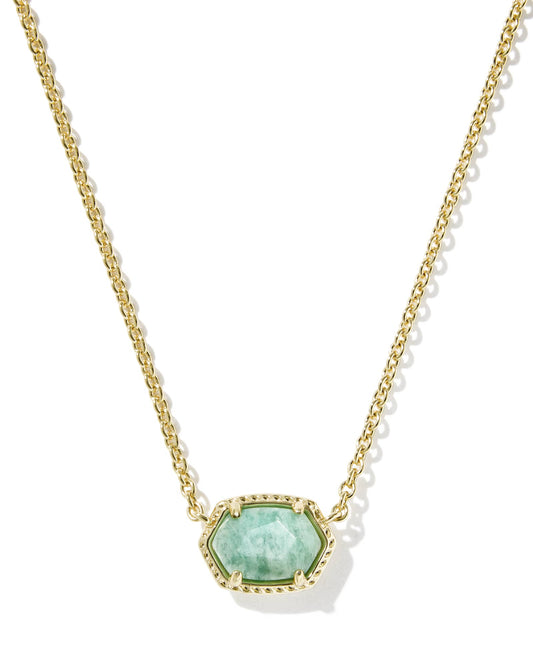 DAPHNE FRAME SHORT PENDANT NECKLACEGOLD TEAL AMAZONITE - She Chester