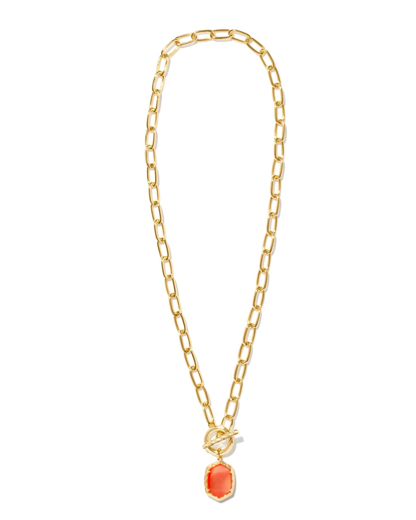 Daphne Link Chain Necklace Gold Coral Pink MOP - She Chester