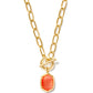 Daphne Link Chain Necklace Gold Coral Pink MOP - She Chester