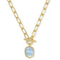 Daphne Link Chain Necklace Gold Light Blue MOP - She Chester