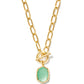 Daphne Link Chain Necklace Gold Light Green MOP - She Chester