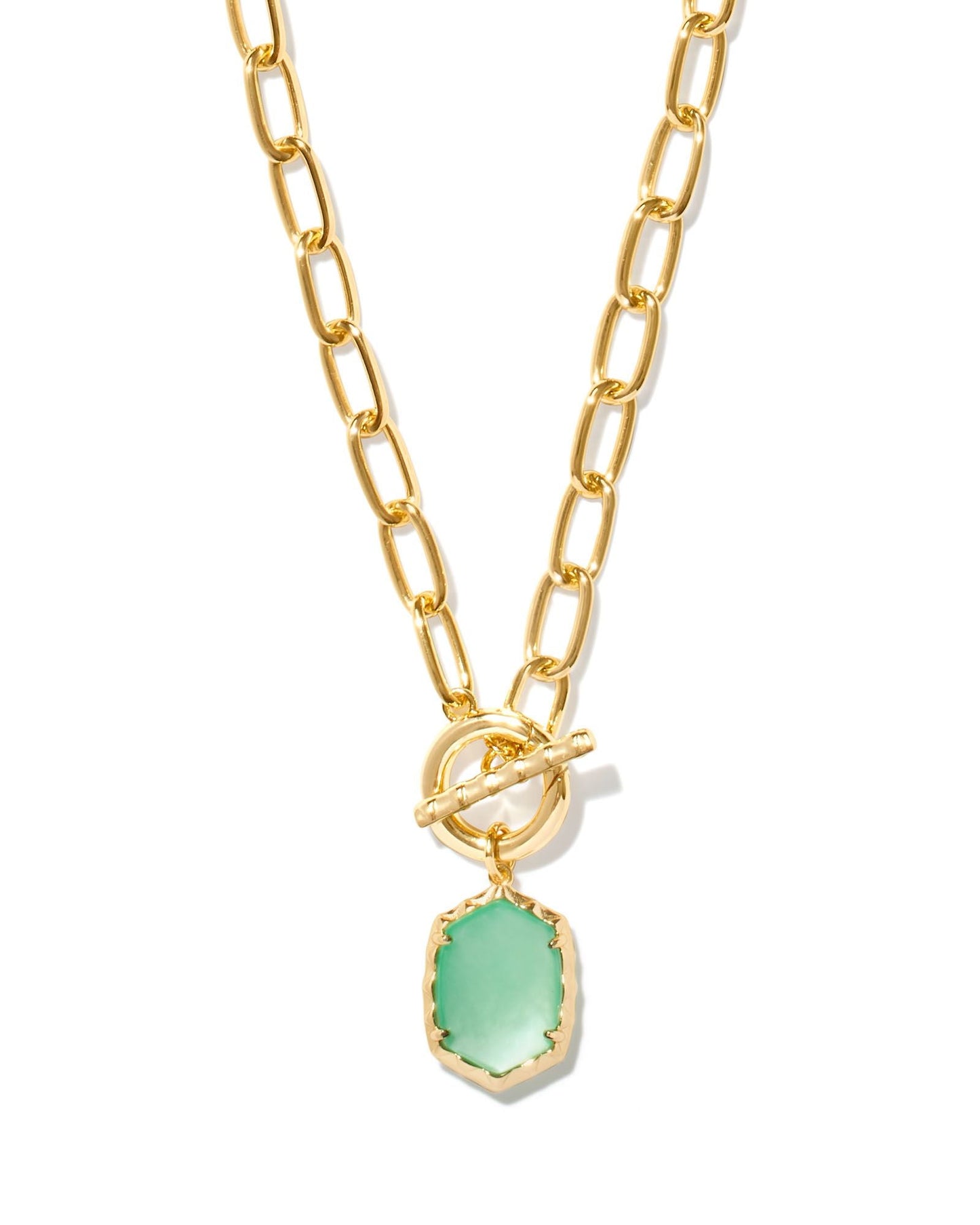 Daphne Link Chain Necklace Gold Light Green MOP - She Chester