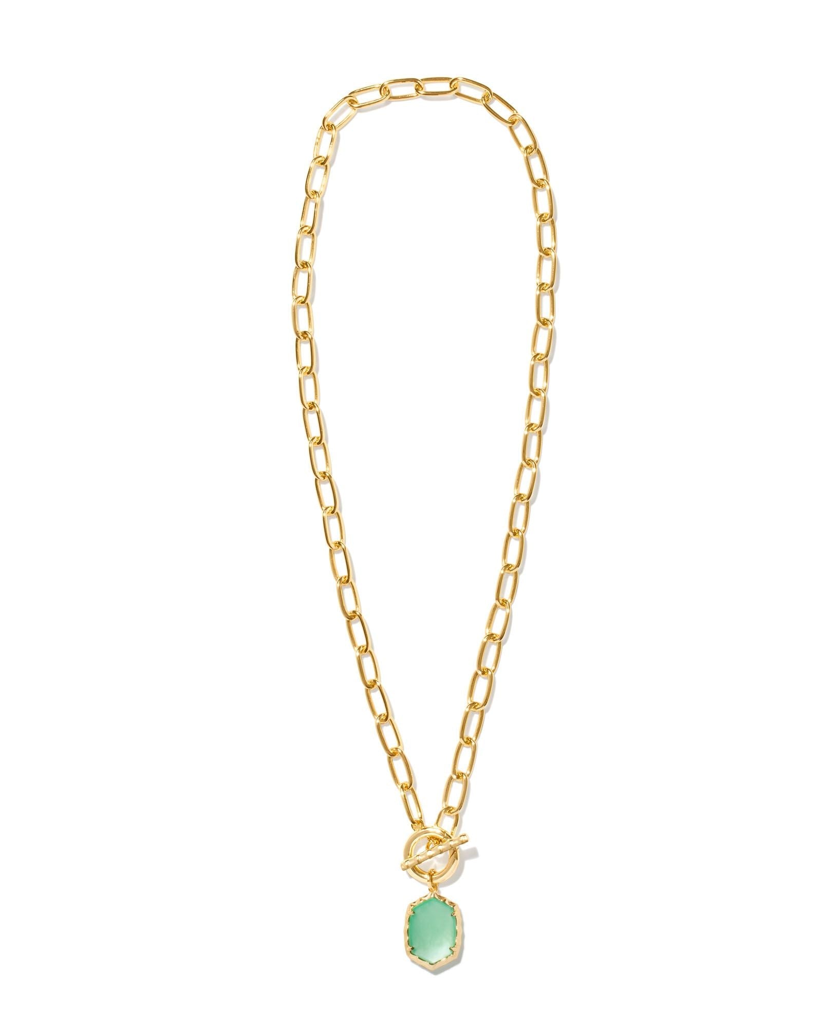 Daphne Link Chain Necklace Gold Light Green MOP - She Chester