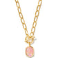 Daphne Link Chain Necklace Gold Light Pink Iridescent Abalone - She Chester