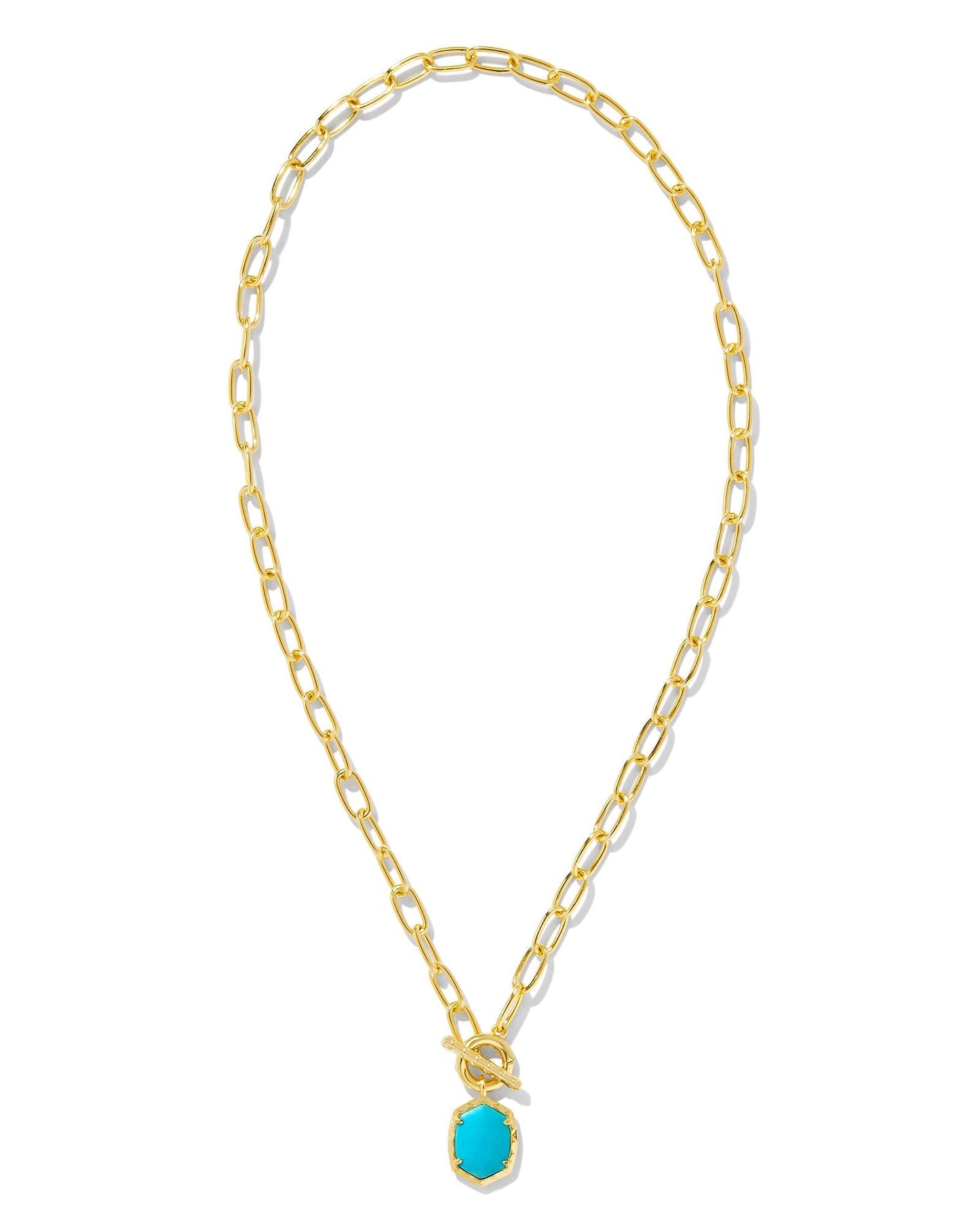 Daphne Link Chain Necklace Gold Variegated Turquoise - She Chester