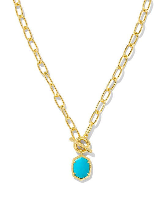 Daphne Link Chain Necklace Gold Variegated Turquoise - She Chester