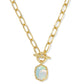 Daphne Link Chain Necklace Gold White Opalscent Resin - She Chester
