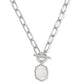 Daphne Link Chain Necklace Rhodium Ivory MOP - She Chester