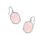 DAPHNE PAVE FRAME DROP EARRINGS SILVER ROSE QUARTZ - She Chester