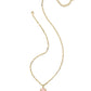 DAPHNE PAVE FRAME SHORT PENDANT NECKLACE GOLD ROSE QUARTZ - She Chester