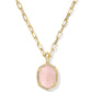 DAPHNE PAVE FRAME SHORT PENDANT NECKLACE GOLD ROSE QUARTZ - She Chester