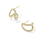 DAPHNE PAVE HUGGIE EARRINGS GOLD WHITE CZ - She Chester